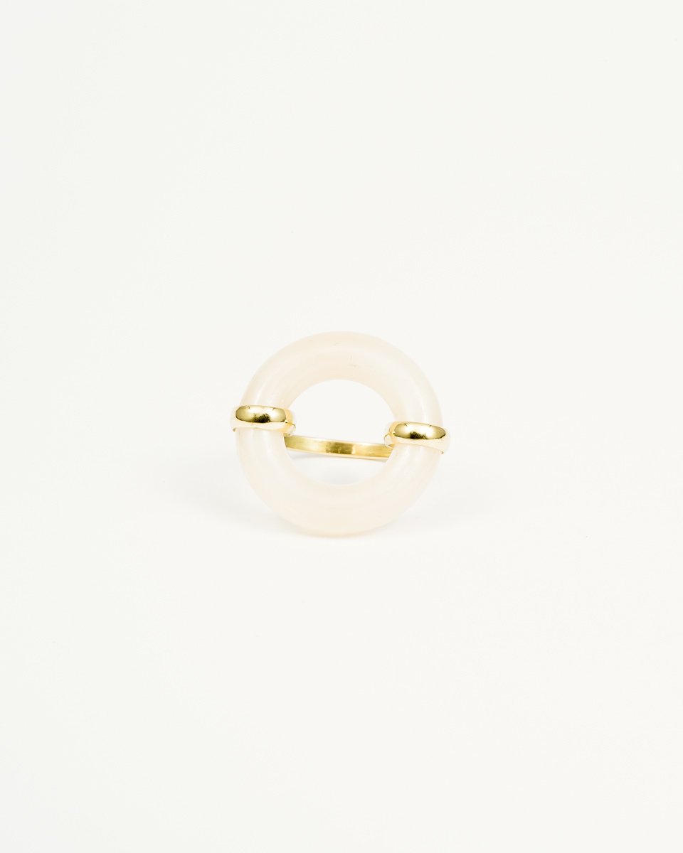 DONUT PEACH MOONSTONE RING